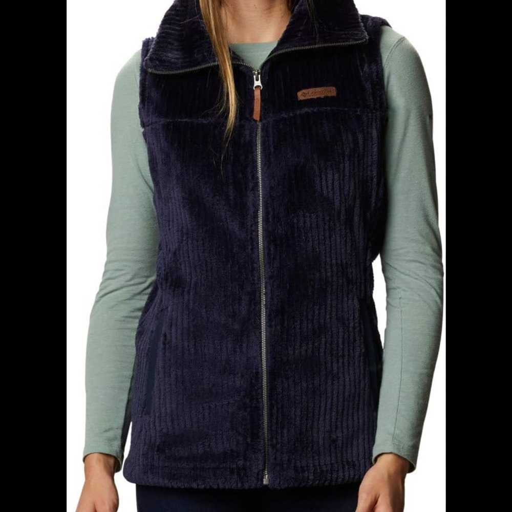 NWT Columbia fireside Sherpa long vest in navy cord size small